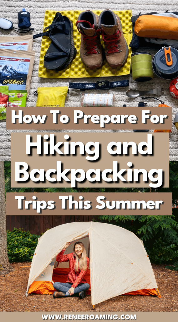 So you've decided you want to spend more time hiking and backpacking this summer... awesome! Getting out into the backcountry is seriously one of the most rewarding things you can do. BUT it's dawned on you that you need to get your butt into gear if you're going to be fit enough and prepared for summer adventures... amirite? Don't stress, we are going to cover everything you need to know to prep for hiking and backpacking trips! #hiking #backpacking #camping