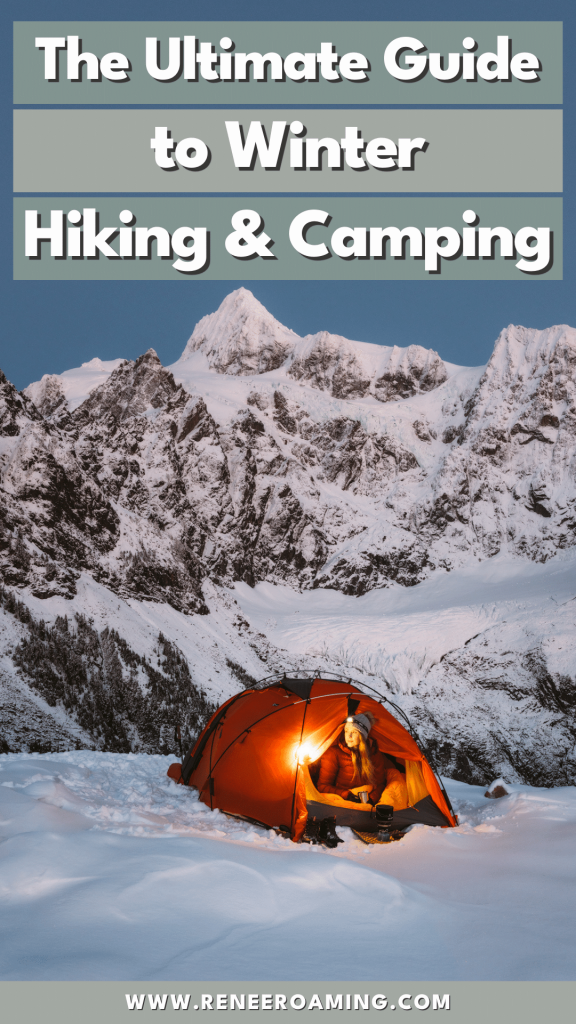 Winter hiking and camping can be absolutely magical… but it can also be challenging! It comes down to being prepared, ensuring you have the right gear, and researching the conditions. This guide shares with you all the essentials for getting out winter hiking and backpacking, including how to research, plan ahead, and what gear to use. | Winter hiking | Hiking in winter | Backpacking in winter | Winter backpacking | #winterhiking #hikinginwinter