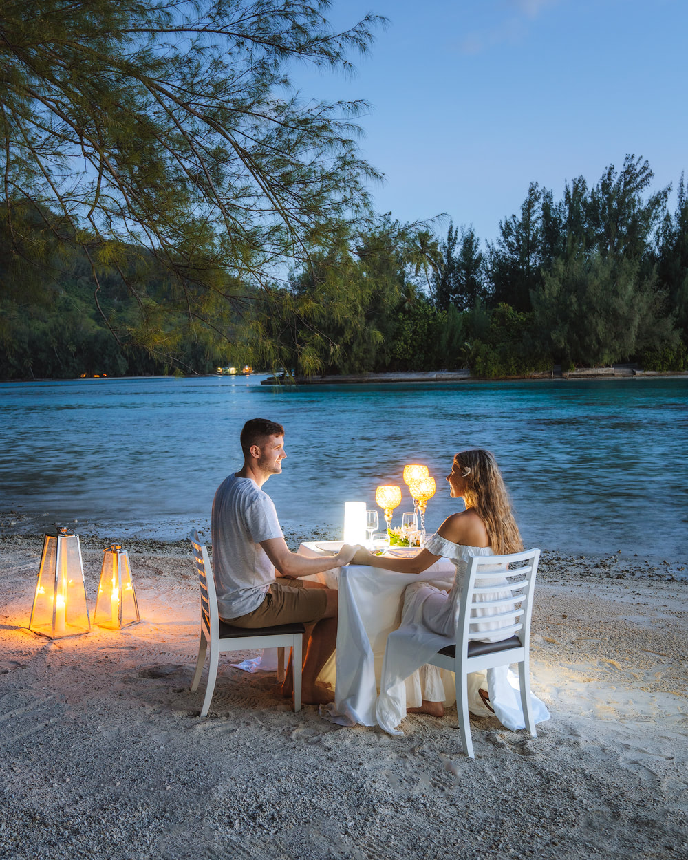 candle lit dinner on a private island