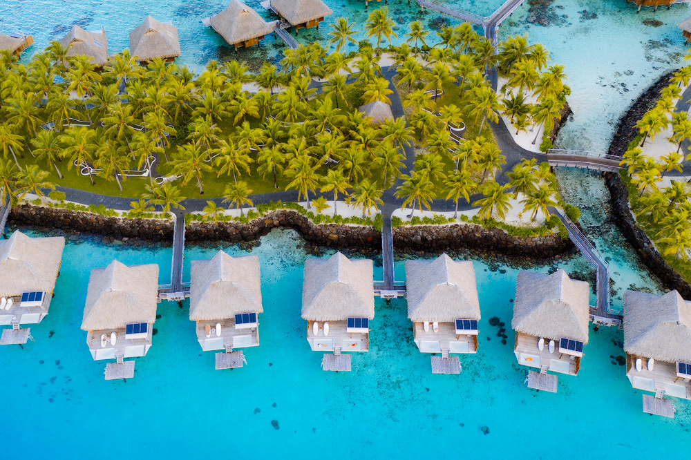 The Ultimate Romantic Couples Getaway to Bora Bora French Polynesia Conrad Bora Bora Nui Drone