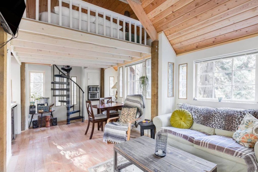 Cozy Cabins to Rent in Washington State - Secluded Woodland Cabin Living Area - Renee Roaming