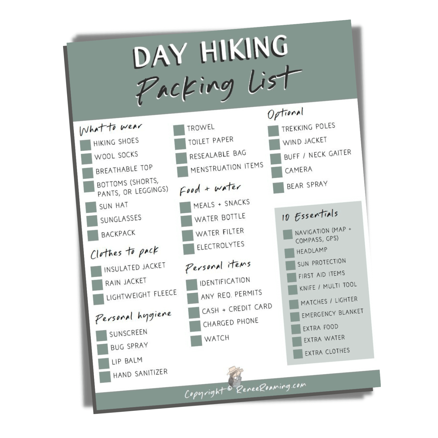 Day Hiking Packing List