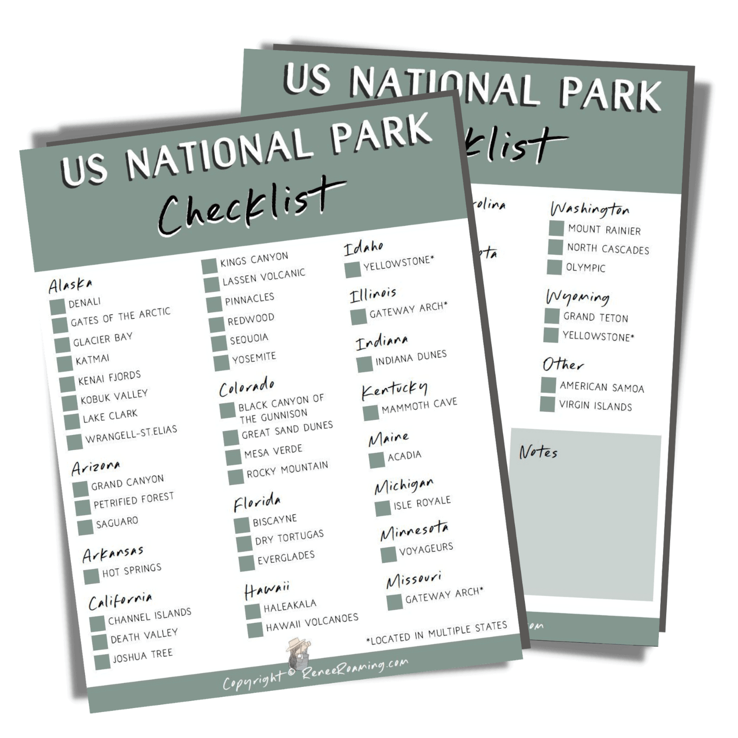 National Park Checklist