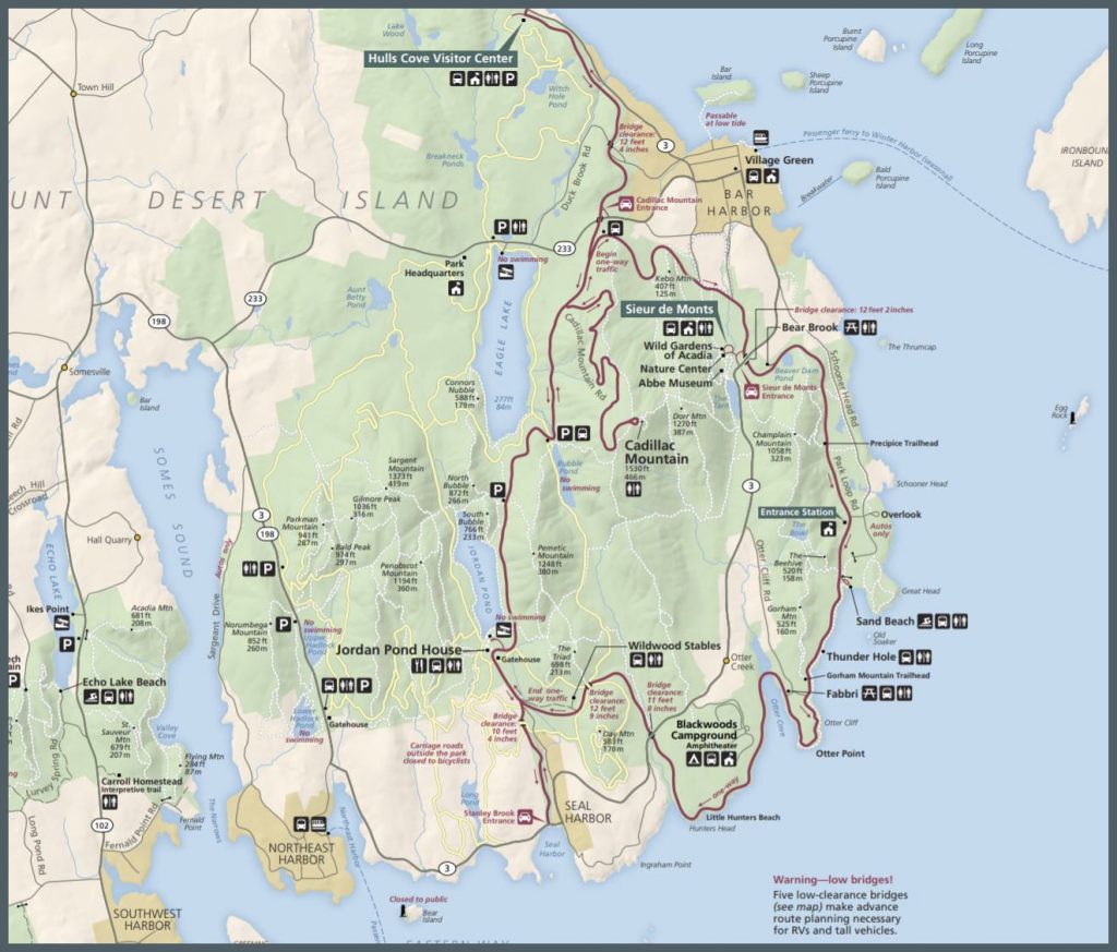 Acadia National Park Map from National Park Service