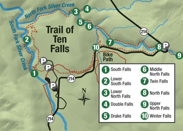 Map of Silver Falls State Park - Hiking the Trail of Ten Falls
