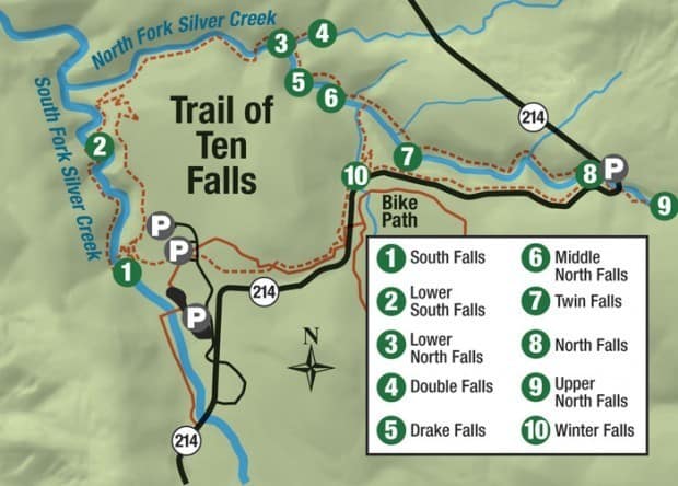 Map of Silver Falls State Park - Hiking the Trail of Ten Falls 