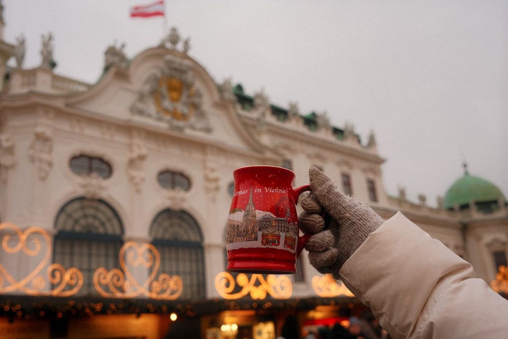 A First-Timer's Guide to Visiting Vienna Christmas Markets - Vienna Belvedere Palace Christmas Market Mug with Gluhwein